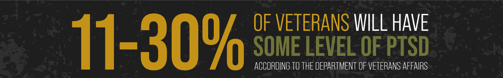 About 11 to 30 percent of veterans will have some level of PTSD, according to the Department of Veterans Affairs.