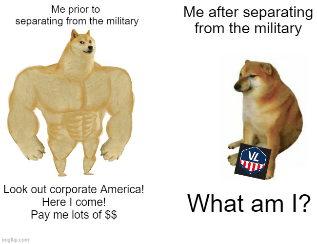 “Look out corporate America! Here I come! Pay me lots of $$$” meme