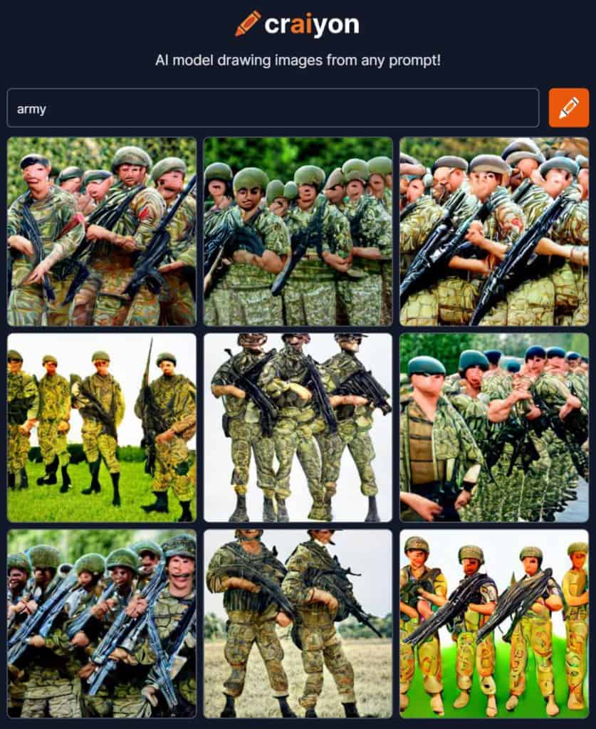AI generated image of the army
