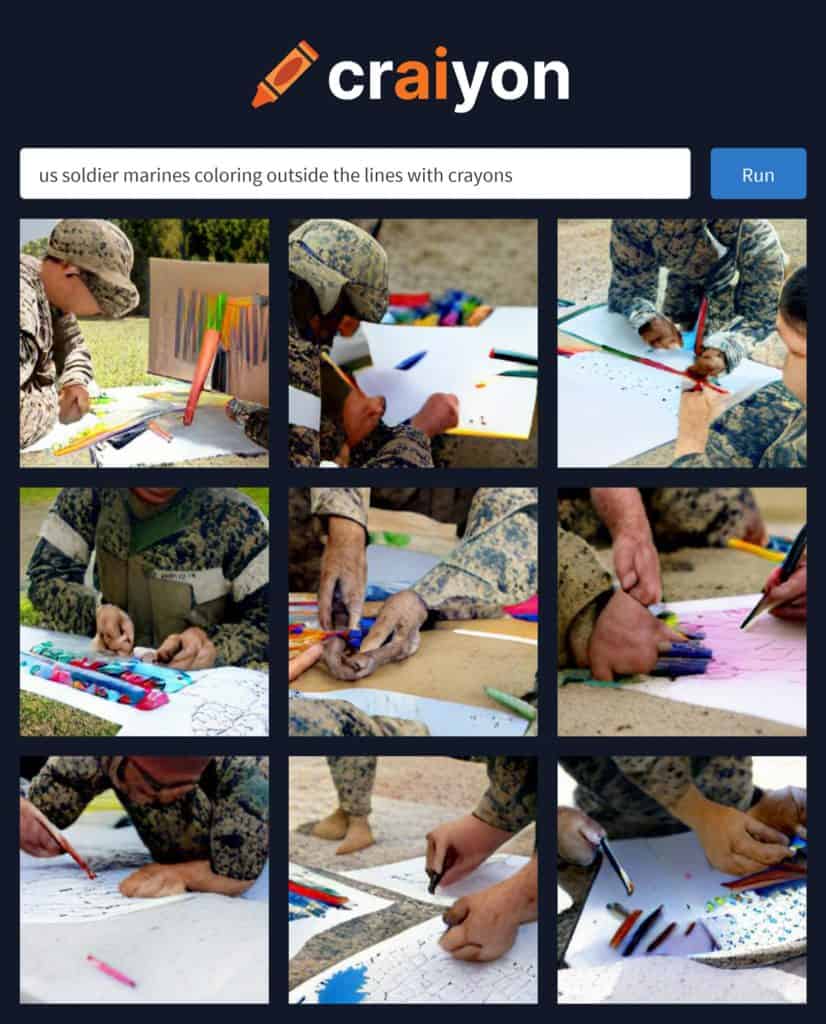 ai generated image of marines coloring outside the lines