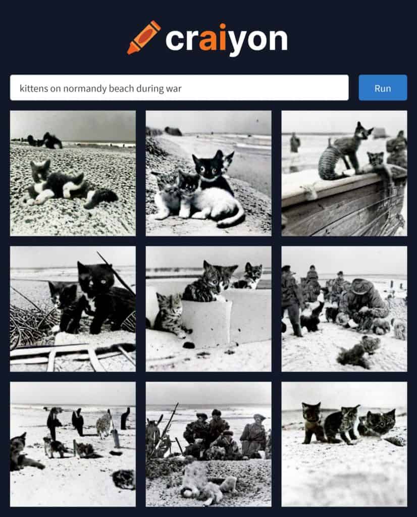 ai generated image of kittens on normandy beach
