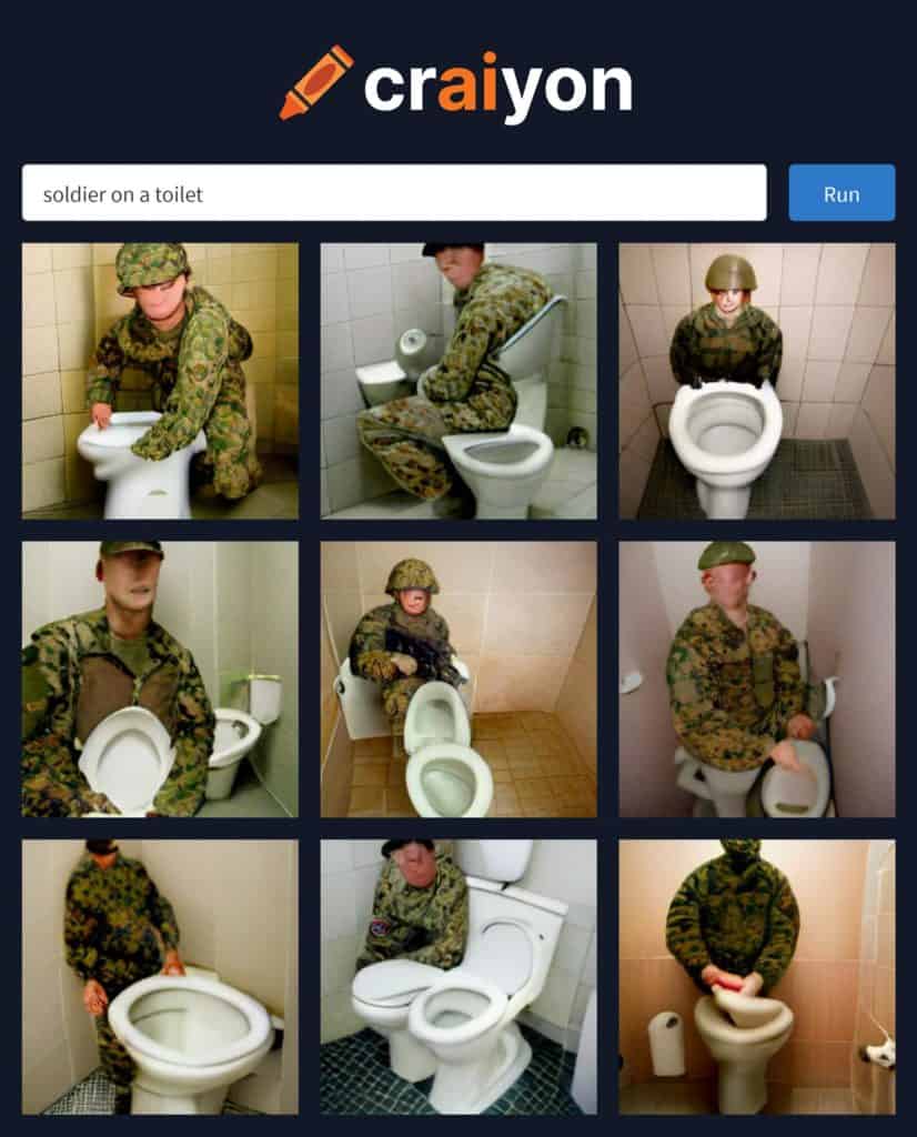 ai generated image of a soldier on a toilet