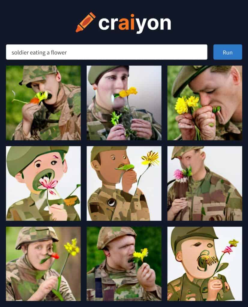 ai generated image of a soldier eating a flower