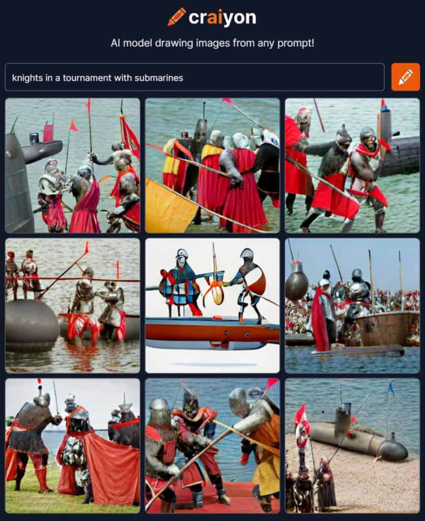 ai generated image of knights fighting submarines