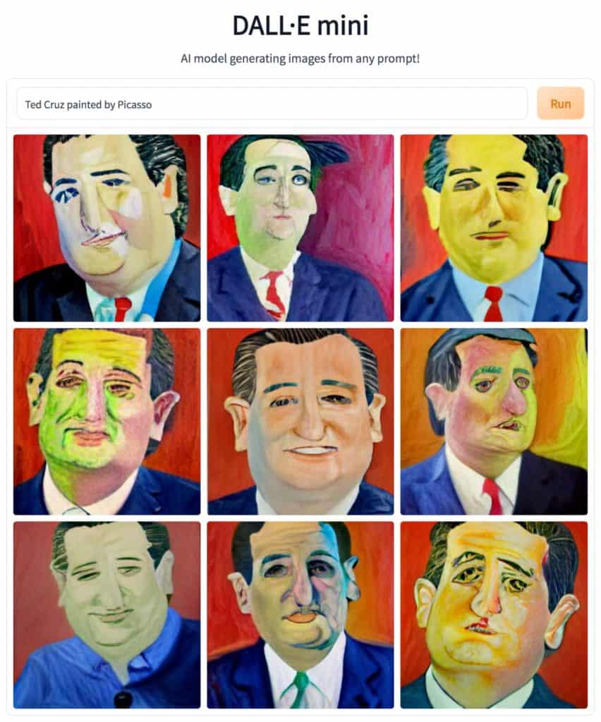 ai generated image of ted cruz painted by picasso