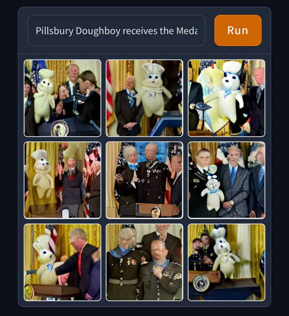ai generated image of the pillsbury doughboy getting the medal of honor