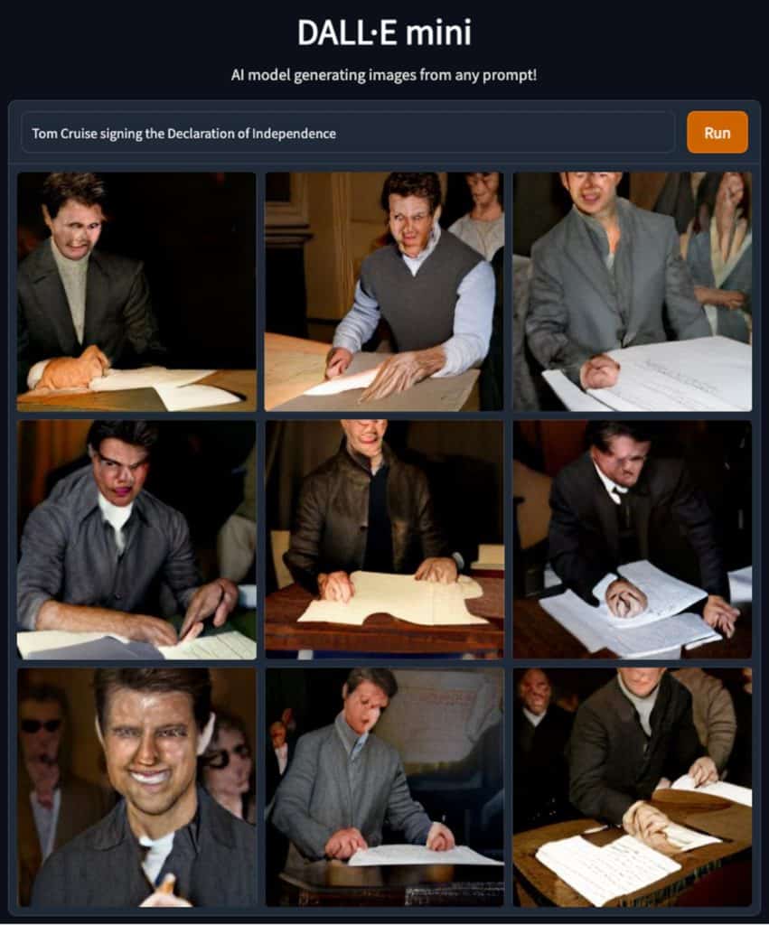 ai generated image of tom cruise signing the declaration of independence