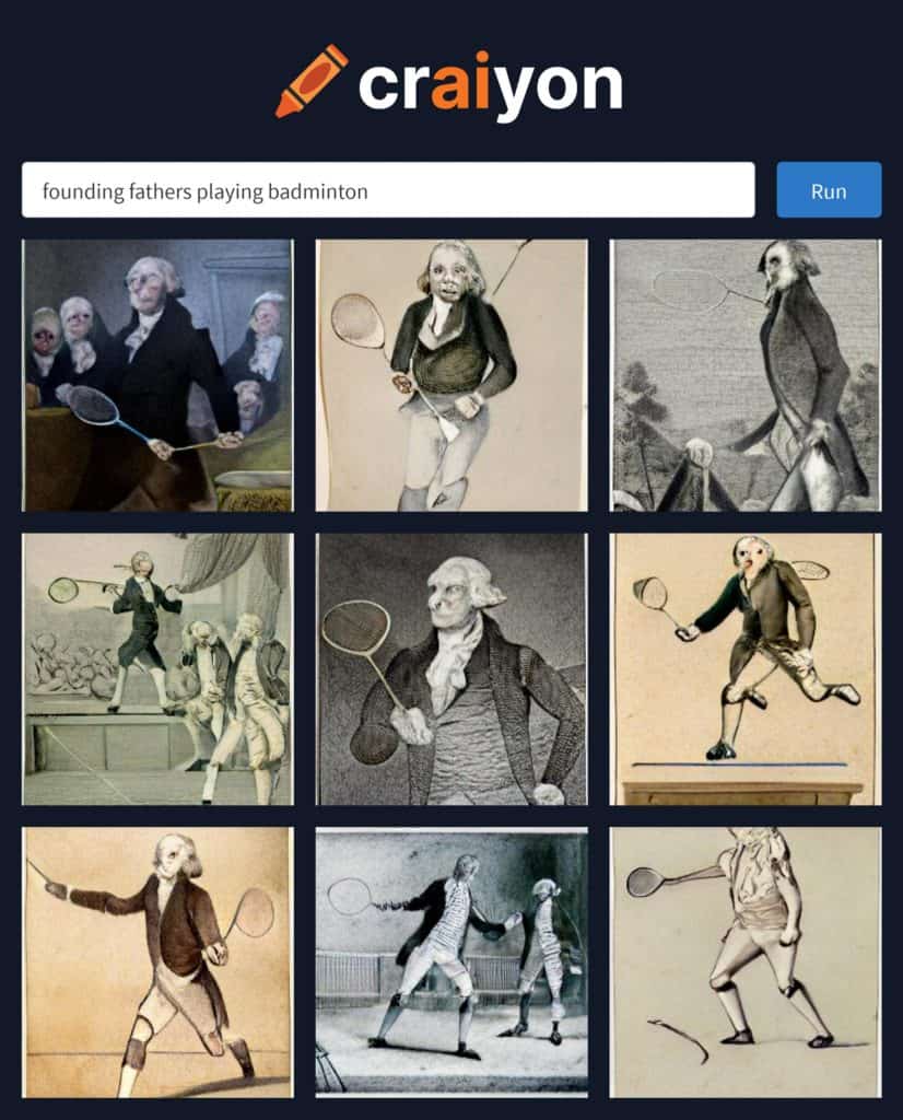 The founding fathers playing badminton