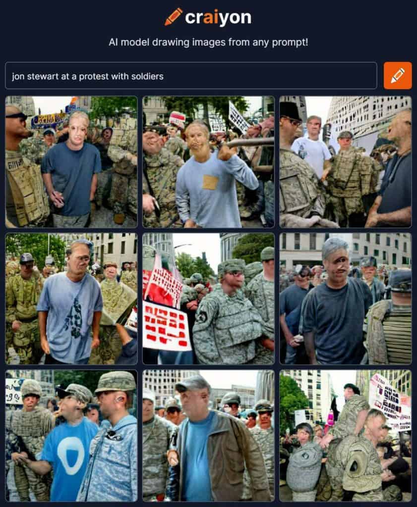 ai generated image of jon stewart at a protest