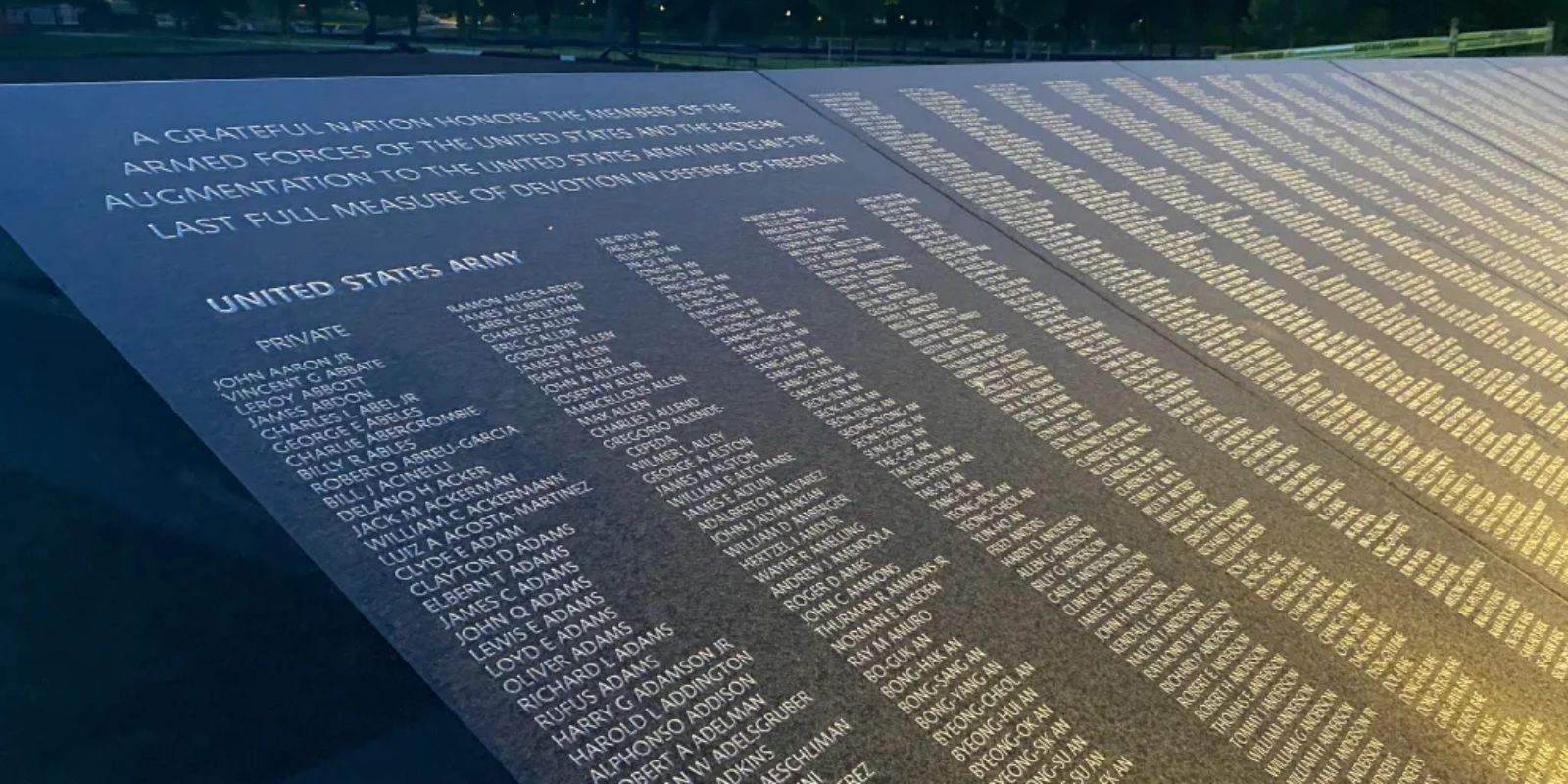 korean war memorial wall names