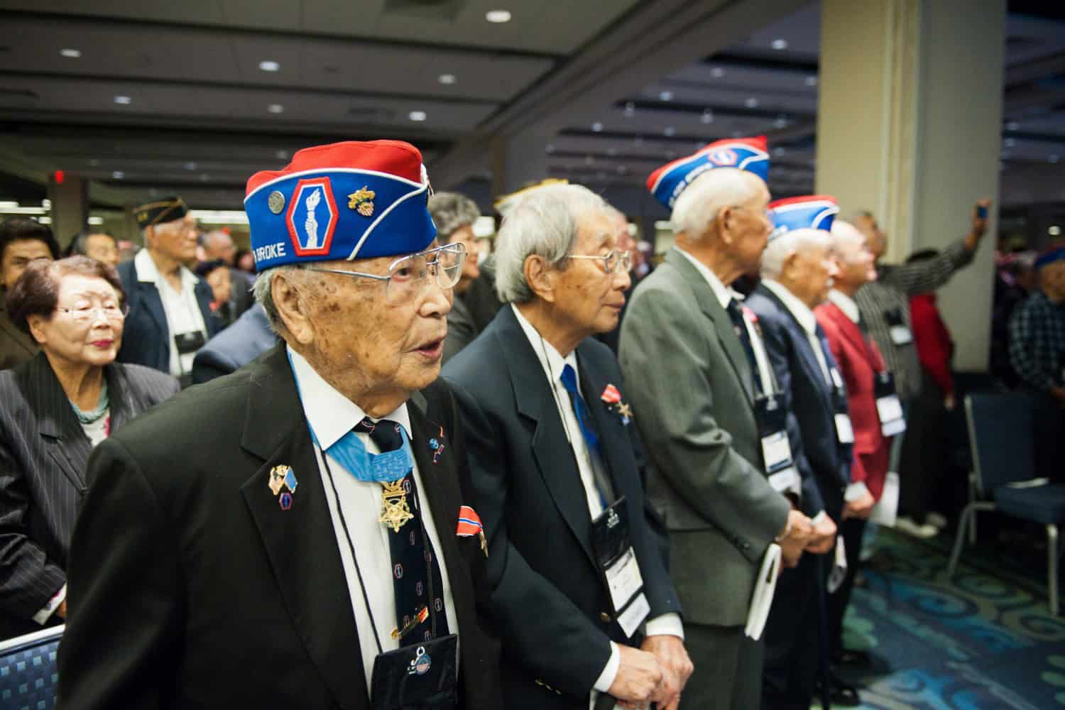 Survivors of the most decorated unit in WW2, the 442nd, at a tribute event in Washington, D.C.