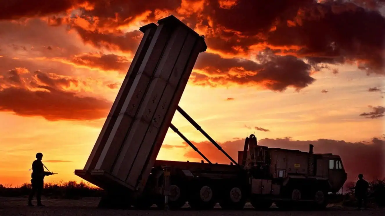 Lockheed Martin's thaad system at sunset.