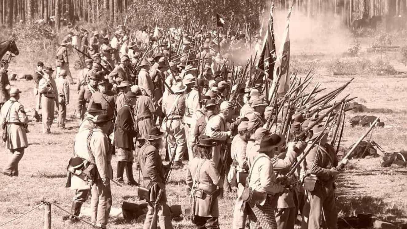Soldiers fighting at the battle of olustee.