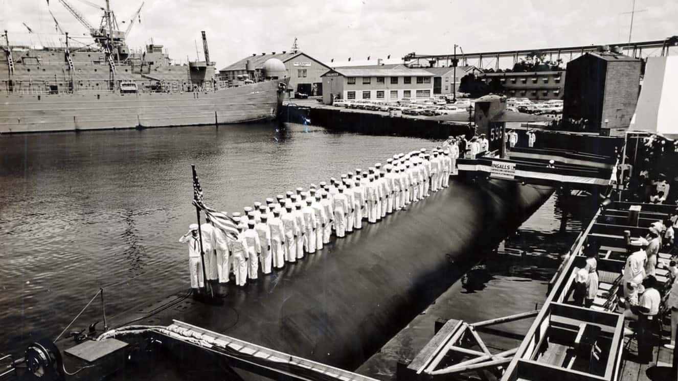The uss barb being commissioned in 1963.