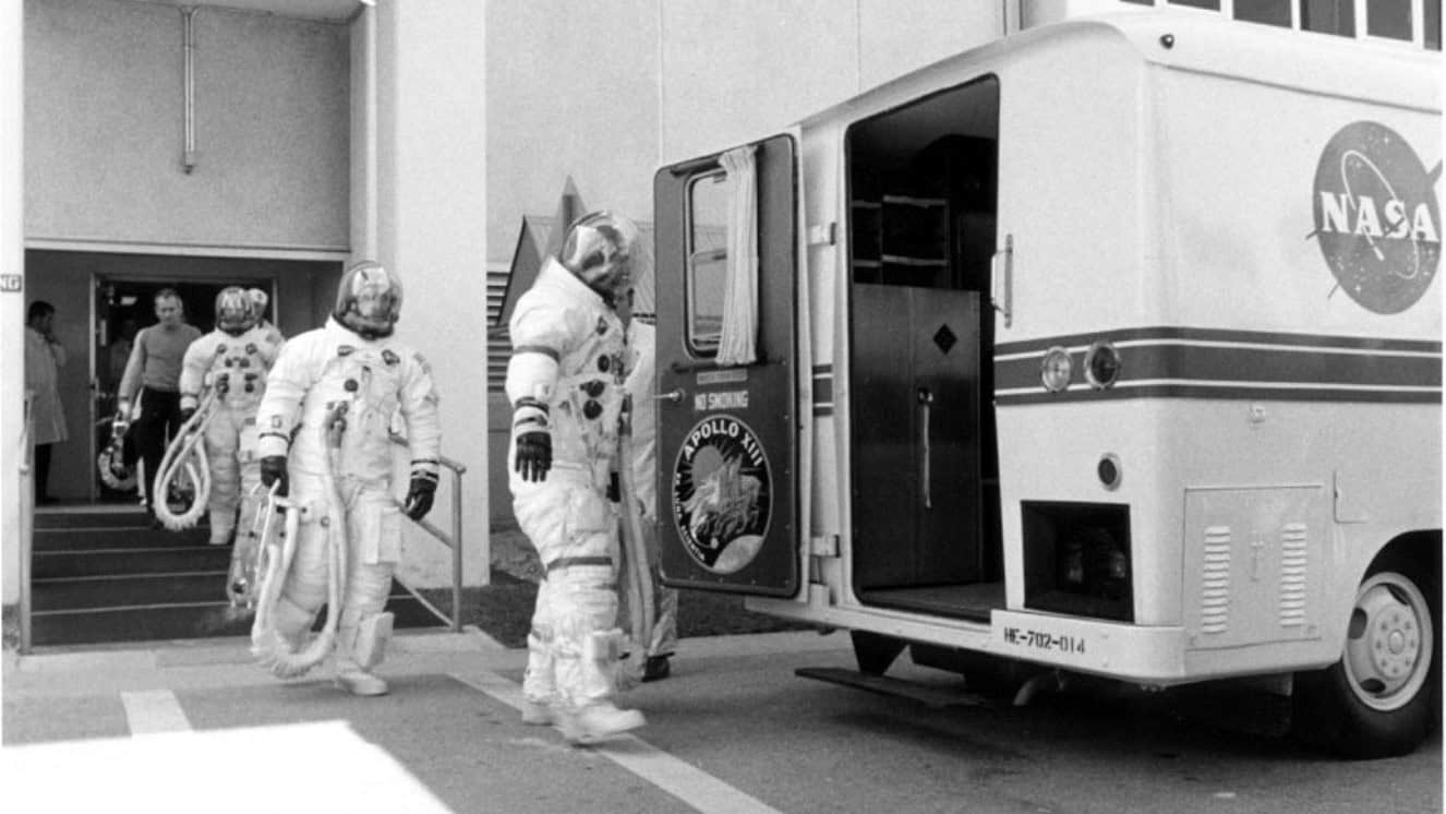 Nasa astronauts entering van that Judith Love Cohen helped arrange.