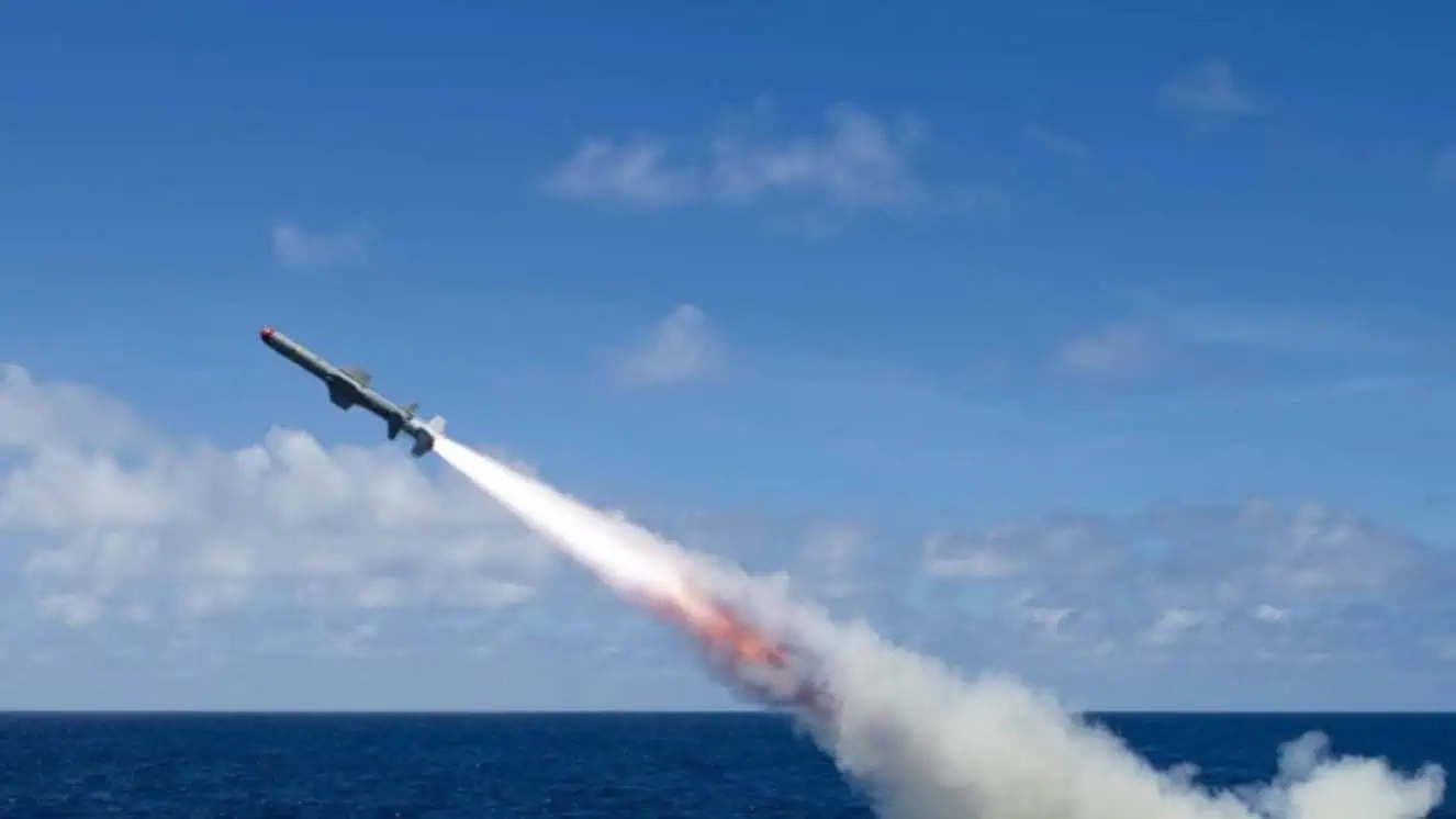 USS Princeton (CG 59) fires an RGM-84 Harpoon anti-ship missile during RIMPAC 2016.