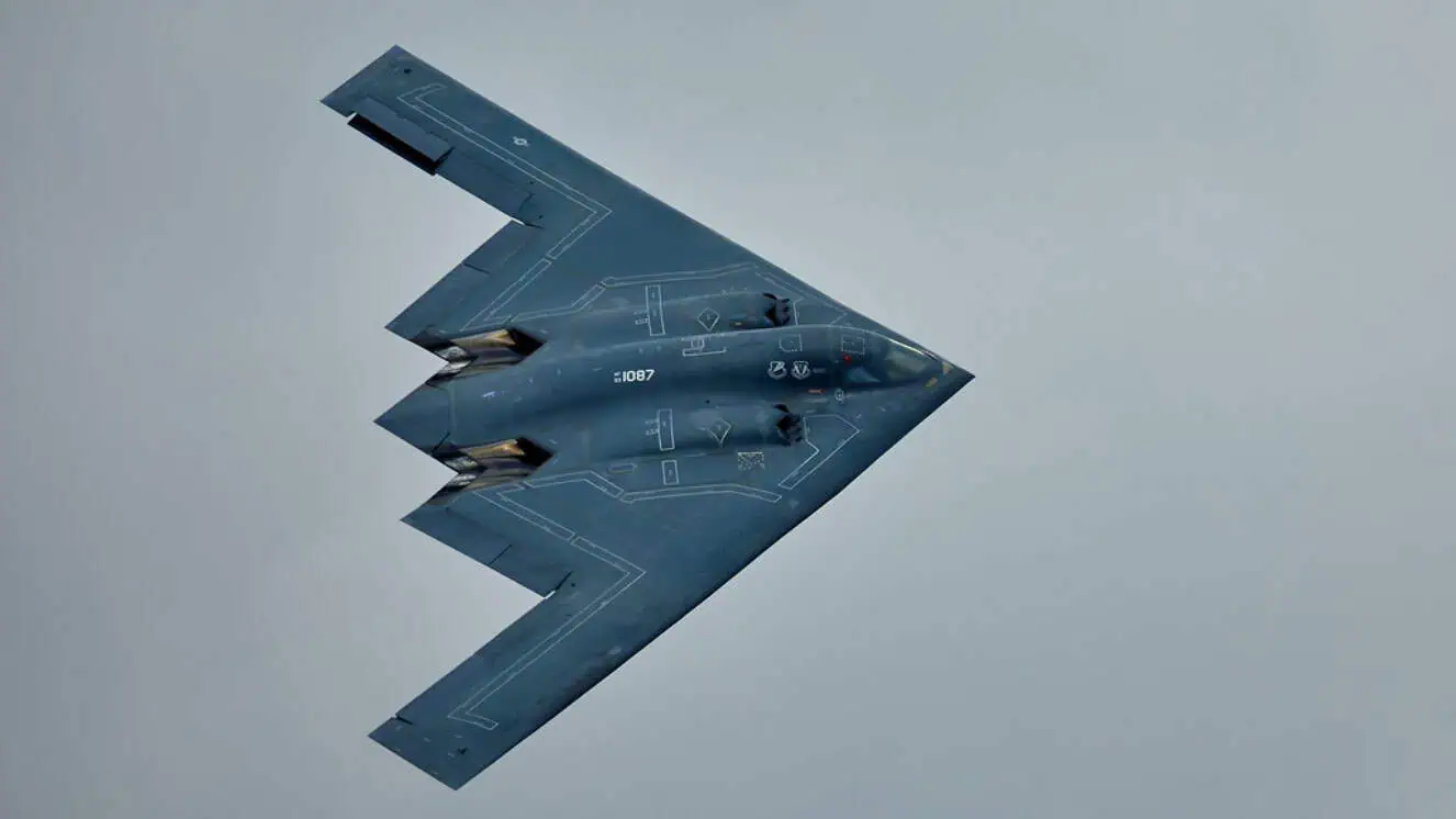 The b-2 spirit flying.