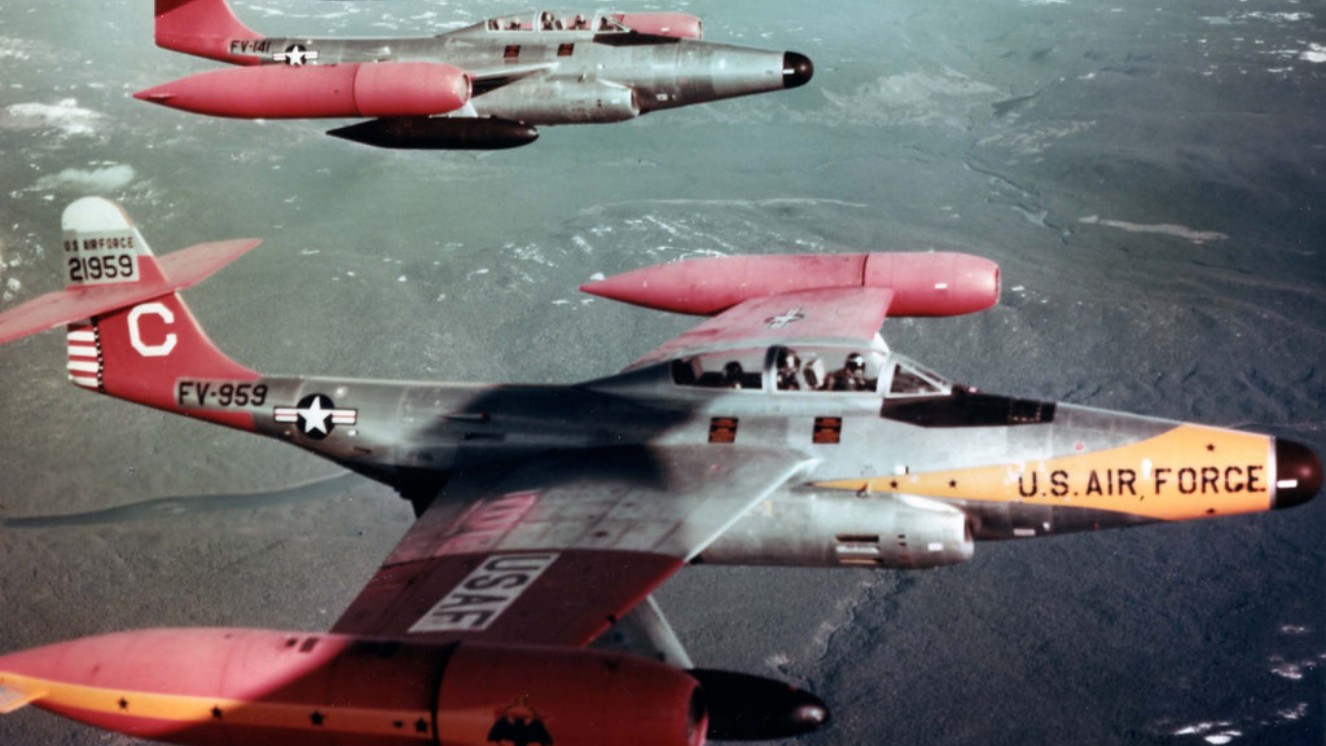 Northrop F-89D-45-NO Scorpions flying during the Battle of Palmdale.