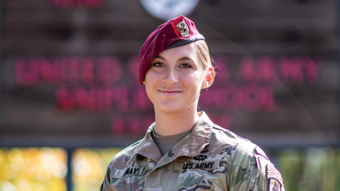 Female sniper Maciel Hay became first active duty female sniper.