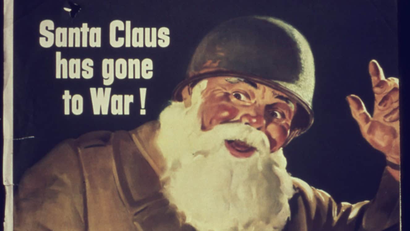 A newspaper of Santa at War showing the military history of Santa Claus.