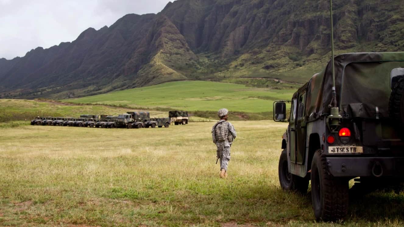 Soldiers from the 8th Special Troops Battalion, 8th Theater Sustainment Command, conduct a command post exercise (CPX) at the Makua Valley military reservation, Oahu, Hawaii.