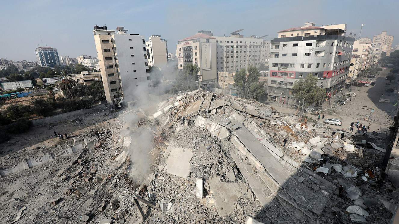 Damage in the Gaza Strip after Israeli airstrike.