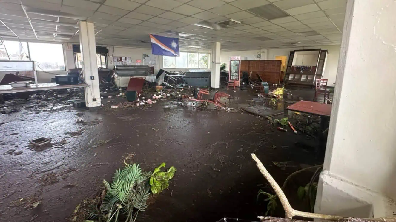 The Café Roi dining facility was heavily flooded in the storm at U.S. Army Garrison-Kwajalein Atoll.