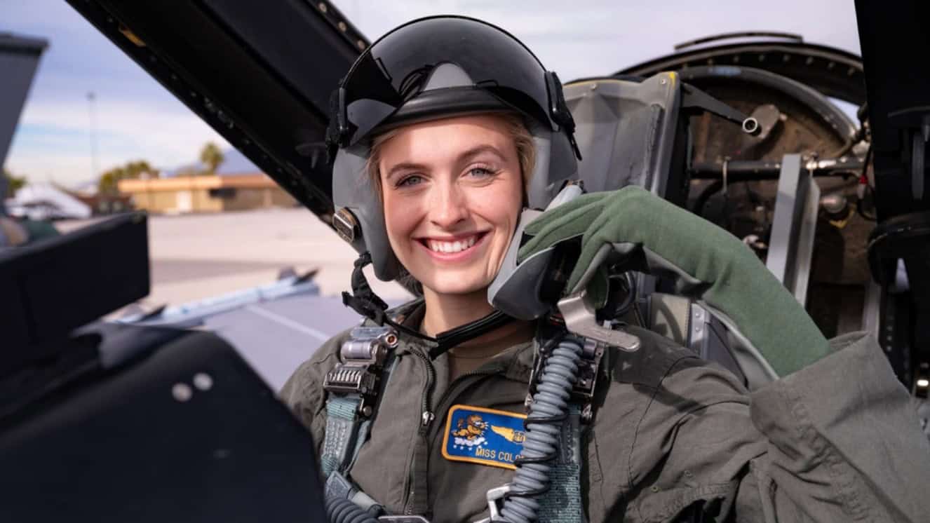 U.S. Air Force 2nd Lt. Madison Marsh, prepares for her familiarization flight at Nellis Air Force Base, Nevada, Dec. 19, 2023.