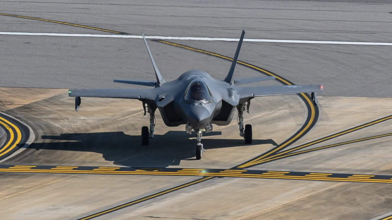 A U.S. Air Force F-35A Lightning II assigned to the 33rd Fighter Wing as part of the Alabama Air National Guard.