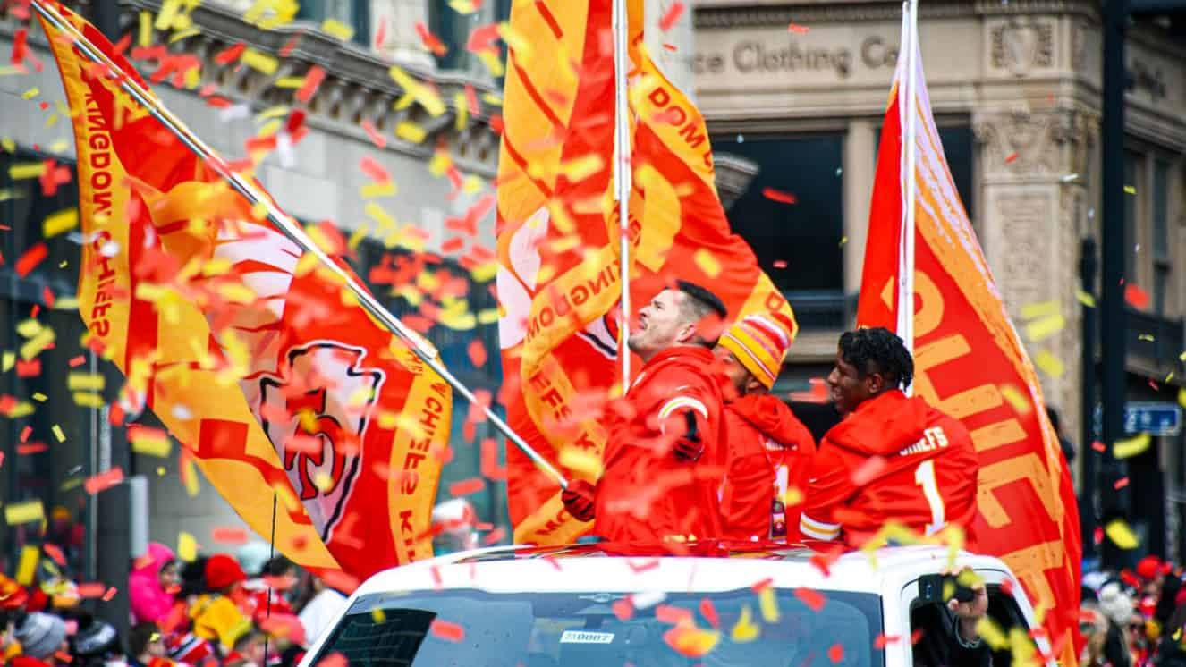Kansas City Chiefs parade after Super Bowl victory.