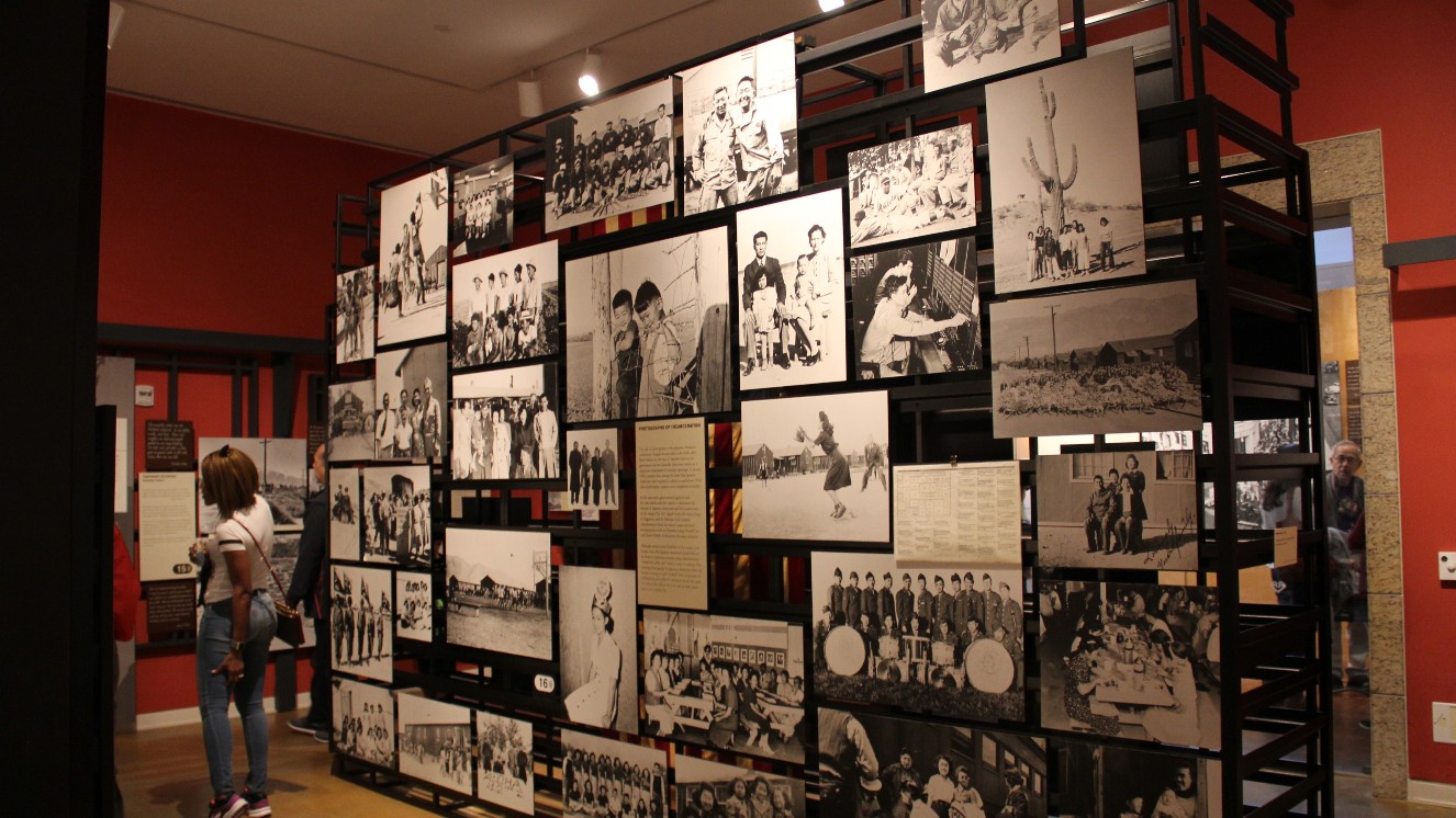 Japanese American wartime relocation exhibit at Japanese American National Museum, Los Angeles, California