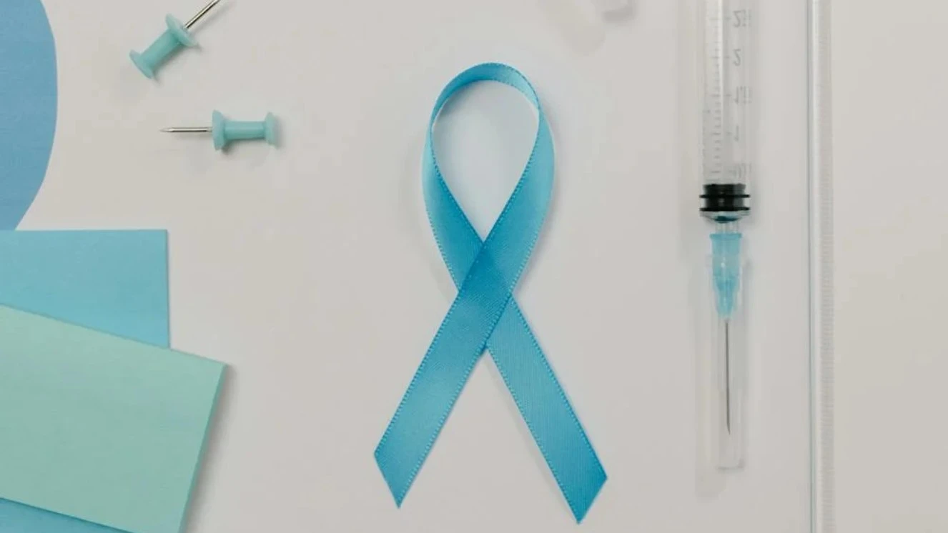 Prostate cancer awareness ribbon and colors.