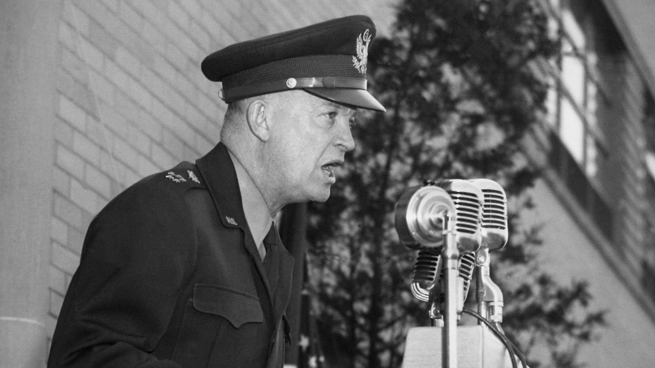 Dwight Eisenhower speaking as one of the presidents who were generals.