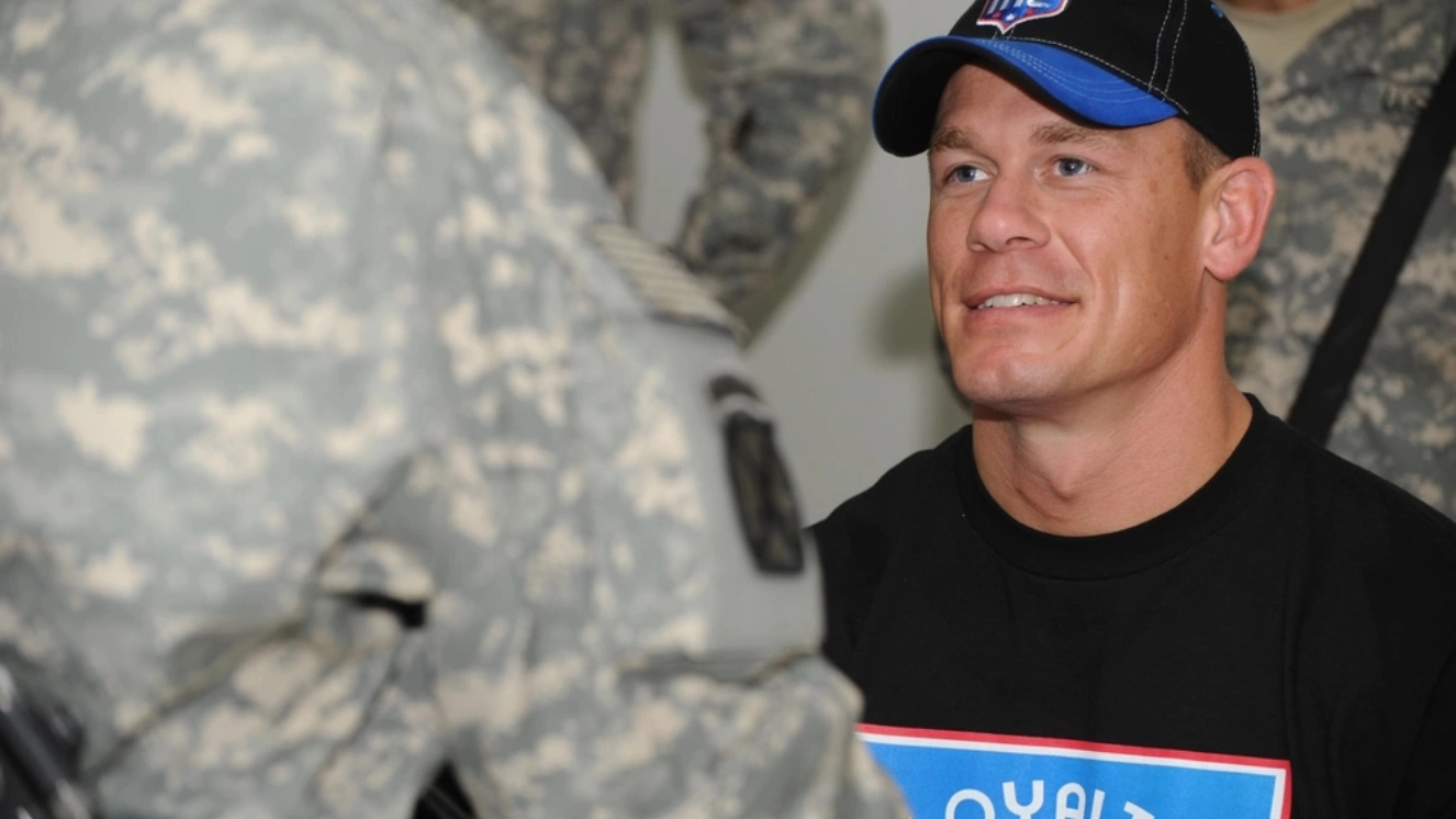 John Cena during the USO tour answering the question, was John Cena in the military.