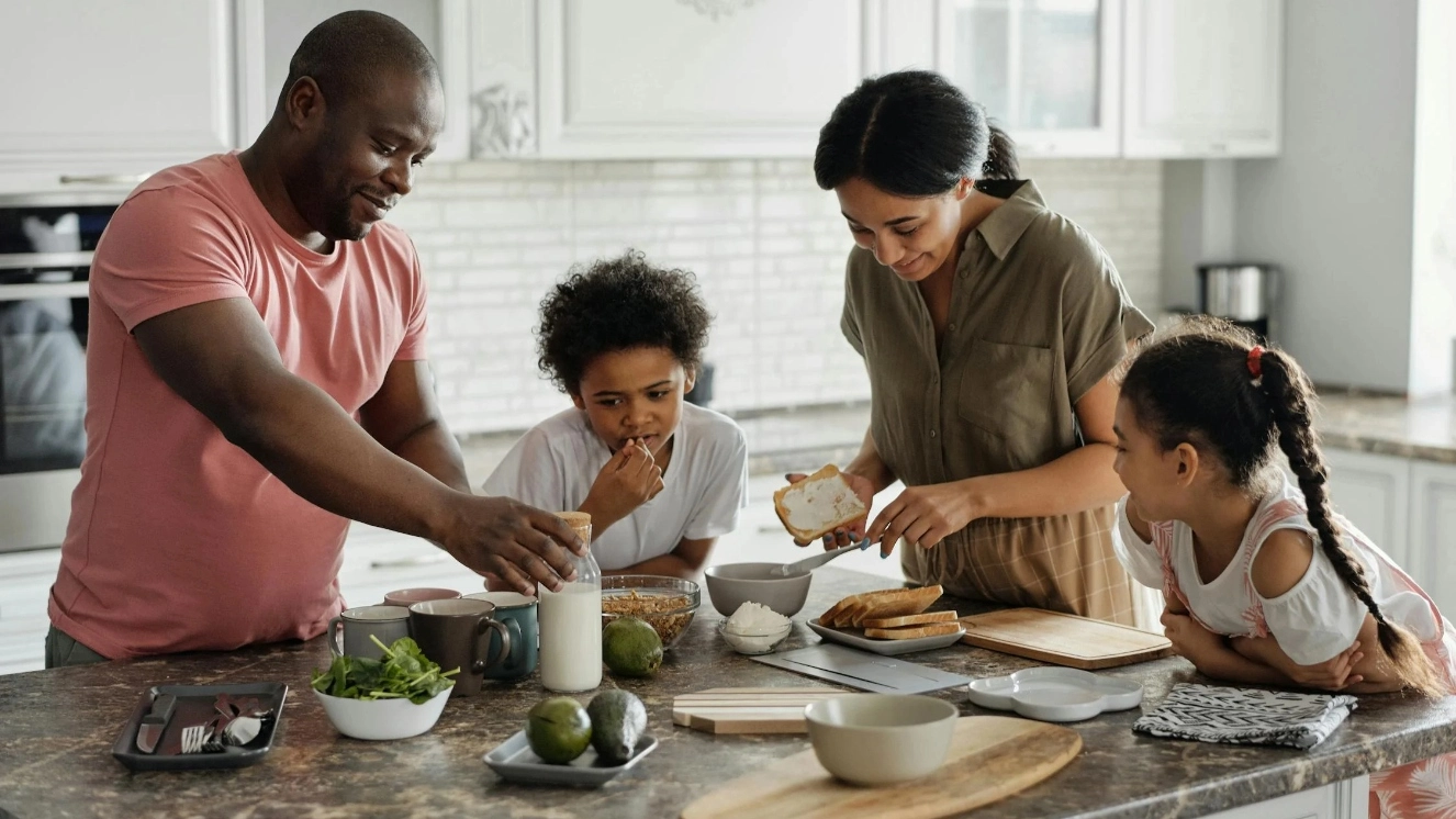 A family making easy home-cooked meals.