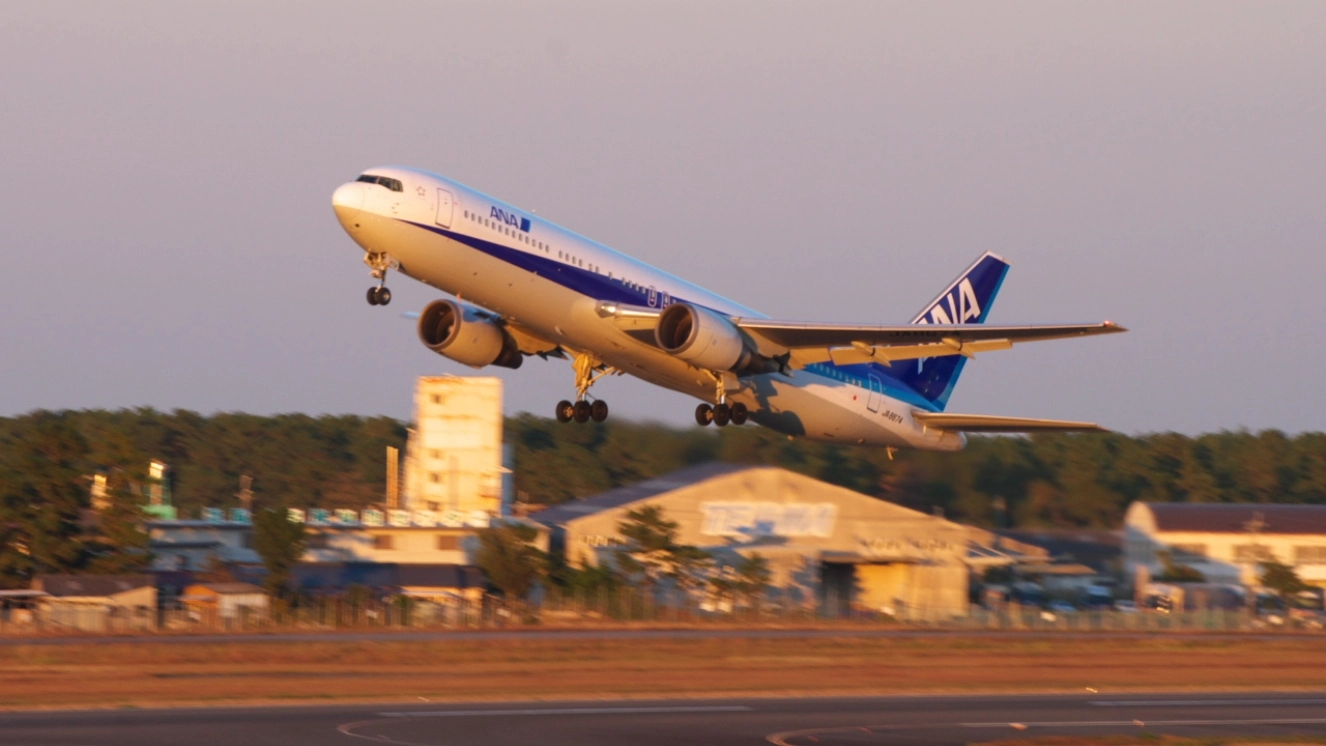 Plane taking off from Miyazaki Airport.