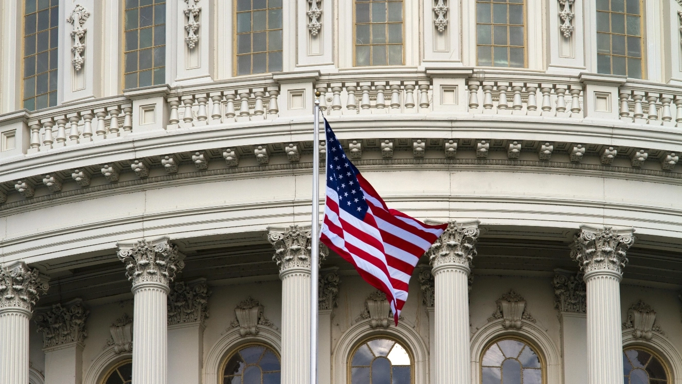 Veterans running for Congress, in front of the Congress building.